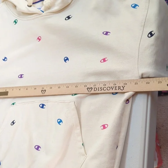 Champion, multicolor logo cream Color hoodie, SM - Picture 5 of 8